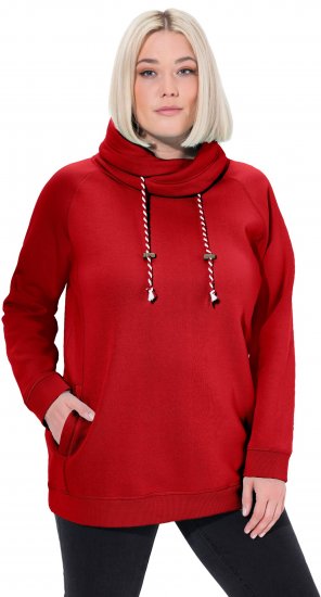 Ulla Popken Drawstring Collar Long Sleeve Sweatshirt Salsa Red - Sudaderas y hoodies - 