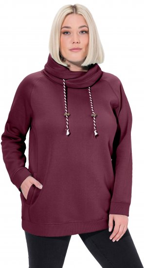 Ulla Popken Drawstring Collar Long Sleeve Sweatshirt Dark Berry - Sudaderas y hoodies - 