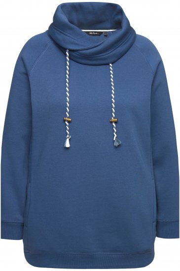 Ulla Popken Drawstring Collar Long Sleeve Sweatshirt Ink Blue - Sudaderas y hoodies - 