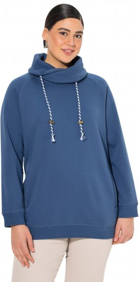 Ulla Popken Drawstring Collar Long Sleeve Sweatshirt Ink Blue - Sudaderas y hoodies - 