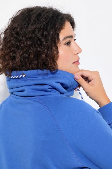 Ulla Popken Drawstring Collar Long Sleeve Sweatshirt Peacock Blue - Ulla Popken - Ulla Popken Ropa de Tallas Grandes