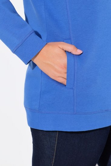 Ulla Popken Drawstring Collar Long Sleeve Sweatshirt Peacock Blue - Ulla Popken - Ulla Popken Ropa de Tallas Grandes