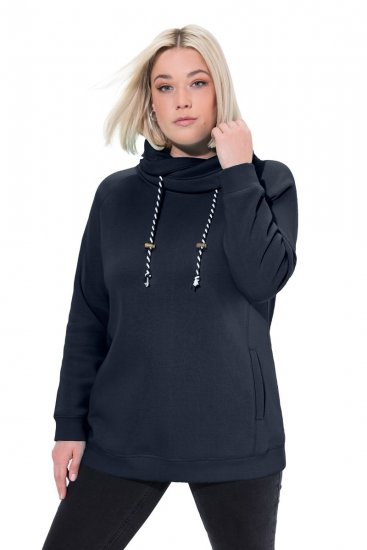 Ulla Popken Drawstring Collar Long Sleeve Sweatshirt Navy - Ulla Popken - Ulla Popken Ropa de Tallas Grandes