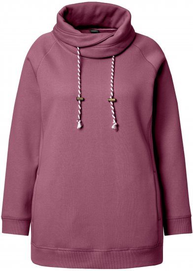 Ulla Popken Drawstring Collar Long Sleeve Sweatshirt Dark Rose - Sudaderas y hoodies - 