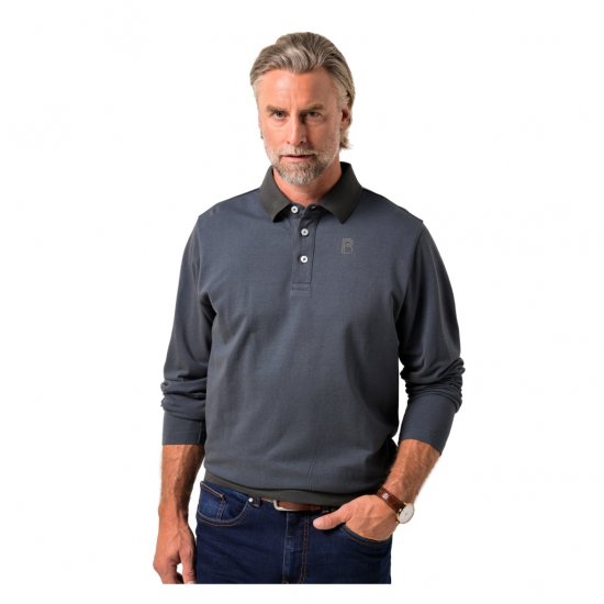 Boston Park Polo Shirt Long Sleeve Pique Grey - Polos - Polos 2XL-8XL