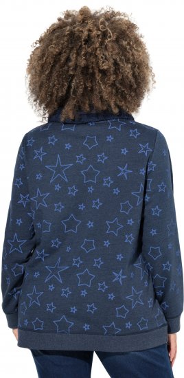 Ulla Popken Teddy Collar Printed Sweatshirt Navy - Sudaderas y hoodies - 