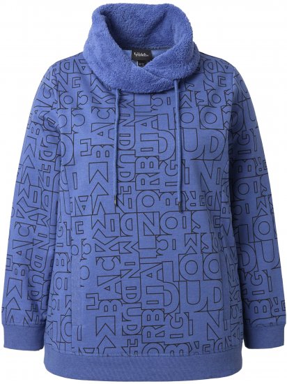 Ulla Popken Teddy Collar Printed Sweatshirt Atlantic Blue - Sudaderas y hoodies - 