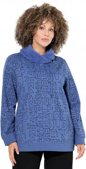 Ulla Popken Teddy Collar Printed Sweatshirt Atlantic Blue - Sudaderas y hoodies - 