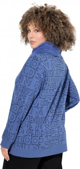 Ulla Popken Teddy Collar Printed Sweatshirt Atlantic Blue - Sudaderas y hoodies - 