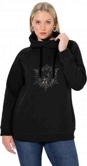 Ulla Popken Rhinestone Snowflake Turtleneck Sweatshirt Black - Sudaderas y hoodies - 