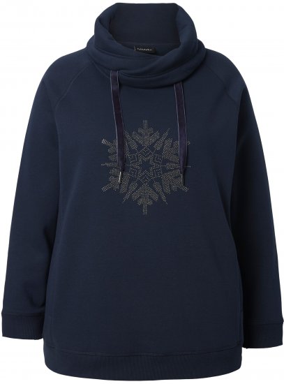 Ulla Popken Rhinestone Snowflake Turtleneck Sweatshirt Navy - Sudaderas y hoodies - 