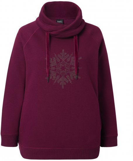 Ulla Popken Rhinestone Snowflake Turtleneck Sweatshirt Dark Ruby - Sudaderas y hoodies - 