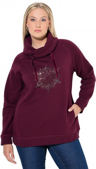 Ulla Popken Rhinestone Snowflake Turtleneck Sweatshirt Dark Ruby - Sudaderas y hoodies - 