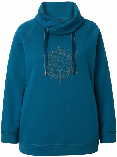 Ulla Popken Rhinestone Snowflake Turtleneck Sweatshirt Teal - Sudaderas y hoodies - 
