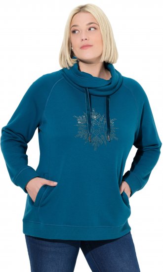 Ulla Popken Rhinestone Snowflake Turtleneck Sweatshirt Teal - Sudaderas y hoodies - 