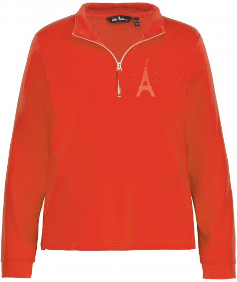 Ulla Popken PARIS Theme Zip Neck Sweatshirt Light Red - Sudaderas y hoodies - 
