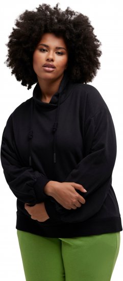 Ulla Popken Gathered Sleeve Oversized Fit Sweatshirt Black - Sudaderas y hoodies - 