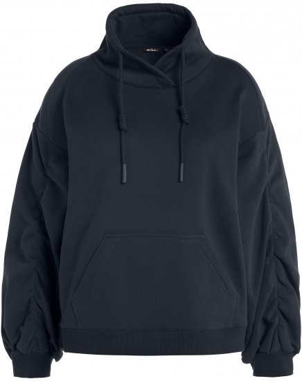 Ulla Popken Gathered Sleeve Oversized Fit Sweatshirt Navy - Sudaderas y hoodies - 