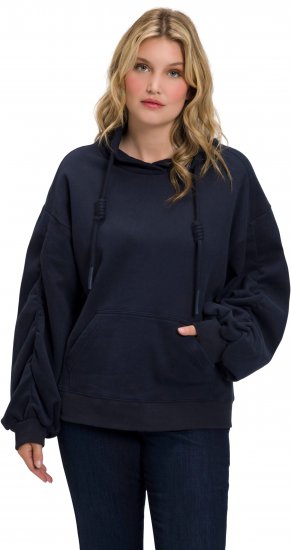 Ulla Popken Gathered Sleeve Oversized Fit Sweatshirt Navy - Sudaderas y hoodies - 