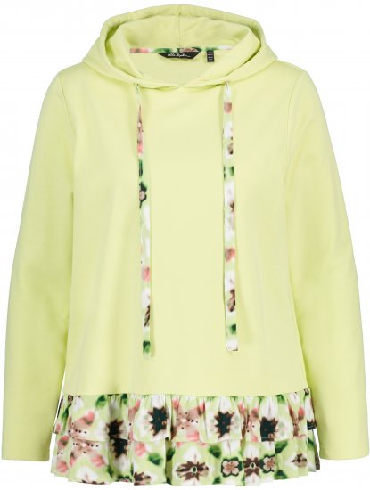Ulla Popken Ruffle Hem A-line Fit Hooded Sweatshirt Lime Green - Sudaderas y hoodies - 
