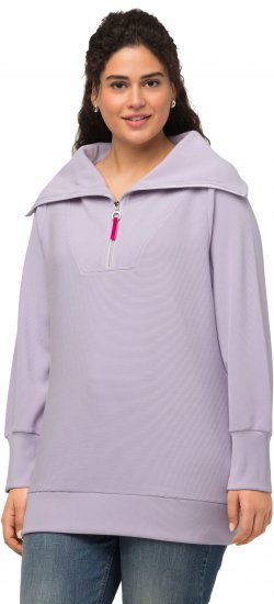 Ulla Popken Long Sleeve Troyer Collar Sweatshirt Pastel Lilac - Sudaderas y hoodies - 