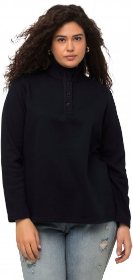 Ulla Popken Collared Long Sleeve Sweatshirt Navy - Sudaderas y hoodies - 