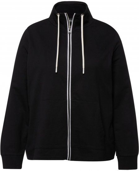 Ulla Popken Contrast Color Zip Up Sweatshirt Black - Sudaderas y hoodies - 