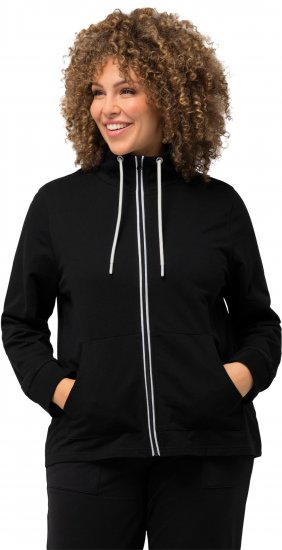 Ulla Popken Contrast Color Zip Up Sweatshirt Black - Sudaderas y hoodies - 