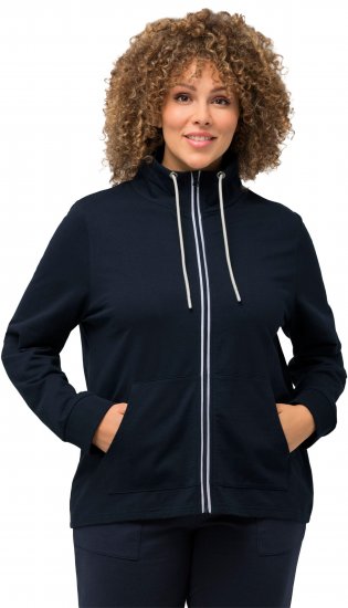 Ulla Popken Contrast Color Zip Up Sweatshirt Navy - Sudaderas y hoodies - 
