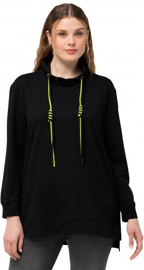 Ulla Popken GLOW Lettered Collared Sweatshirt Black - Sudaderas y hoodies - 