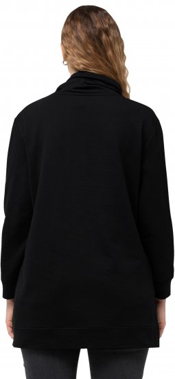 Ulla Popken GLOW Lettered Collared Sweatshirt Black - Sudaderas y hoodies - 
