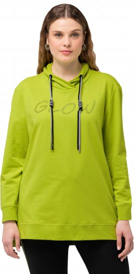 Ulla Popken GLOW Lettered Collared Sweatshirt Apple Green - Sudaderas y hoodies - 