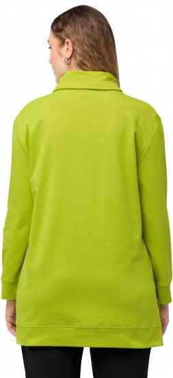 Ulla Popken GLOW Lettered Collared Sweatshirt Apple Green - Sudaderas y hoodies - 