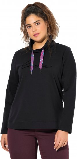 Ulla Popken Stand-Up Collar Long Sleeve Sweatshirt Black - Sudaderas y hoodies - 