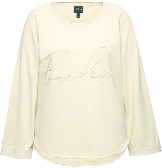 Ulla Popken Embroidered Freedom Rolled Edge Sweatshirt Sand - Sudaderas y hoodies - 