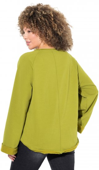 Ulla Popken Embroidered Freedom Rolled Edge Sweatshirt Avocado Green - Sudaderas y hoodies - 