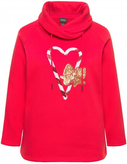 Ulla Popken Sparkling Candy Cane Graphic Sweatshirt Salsa - Sudaderas y hoodies - 