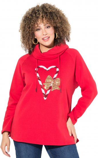 Ulla Popken Sparkling Candy Cane Graphic Sweatshirt Salsa - Sudaderas y hoodies - 