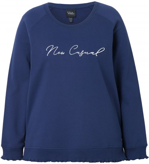 Ulla Popken NEW CASUAL Ruffled Hem Sweatshirt Navy - Sudaderas y hoodies - 