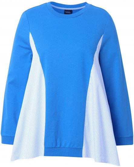 Ulla Popken Pinstripe Gore Long Sleeve Sweatshirt Peacock Blue - Sudaderas y hoodies - 