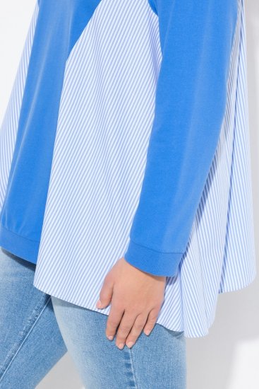 Ulla Popken Pinstripe Gore Long Sleeve Sweatshirt Peacock Blue - Sudaderas y hoodies - Sudaderas, Hoodies y Punto Cómodos