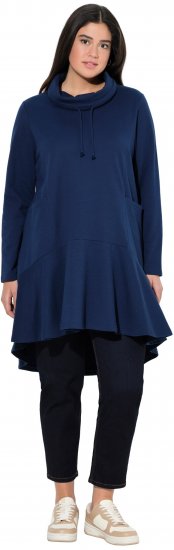 Ulla Popken Flounce Panel Long Sleeve Sweatshirt Dress Navy - Sudaderas y hoodies - 