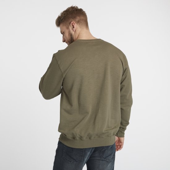 North Latitude Denim Logo Sweatshirt Dusty Olive Green TALL - TALL sudaderas - Sudaderas TALL para hombre alto