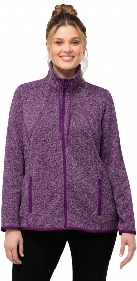 Ulla Popken Heather Knit Fleece Jacket Dark Purple - Sudaderas y hoodies - 