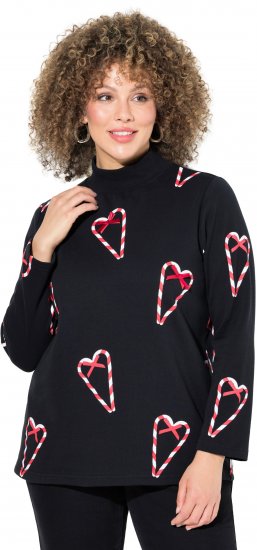 Ulla Popken Candy Cane Graphic Sweatshirt Black - Sudaderas y hoodies - 