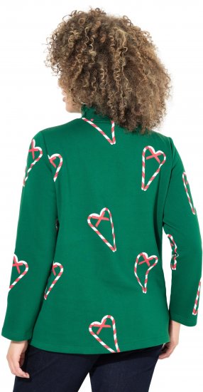 Ulla Popken Candy Cane Graphic Sweatshirt Meadow Green - Sudaderas y hoodies - 