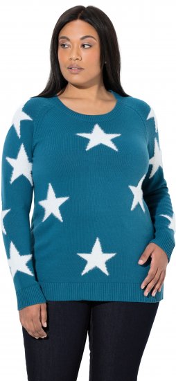 Ulla Popken Glitter Stars Soft Knit Sweater Petrol - Sudaderas y hoodies - 