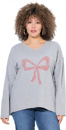 Ulla Popken Bow City Lettering Sweatshirt Light Grey Melange - Sudaderas y hoodies - 