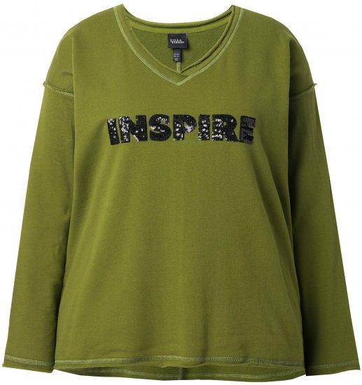 Ulla Popken Inspire Lettering V-Neck Sweatshirt Blooming Bay - Sudaderas y hoodies - 