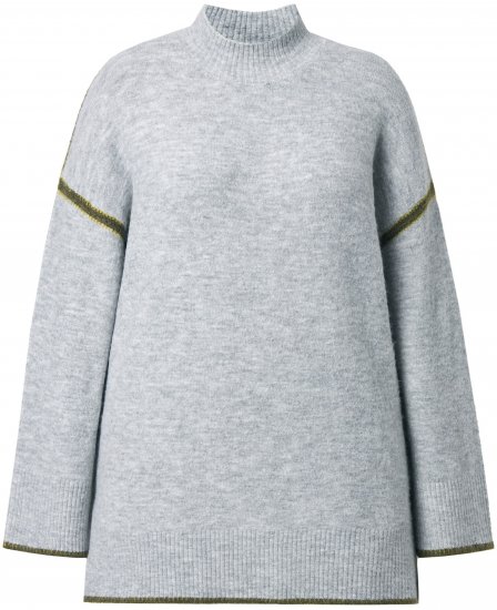 Ulla Popken Decorative Seam Sweater Light Grey Melange - Sudaderas y hoodies - 
